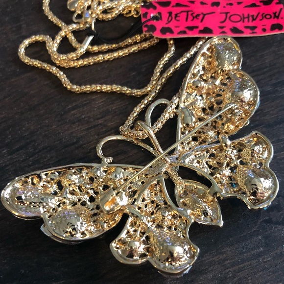 SALE Turquoise Rhinestone Betsy Johnson butterfly - Picture 4 of 4